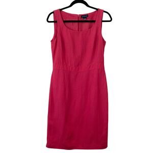 Vintage Ann Taylor Minimalistic Pink Shift Linen-Blend Double-Lined Work Dress-8